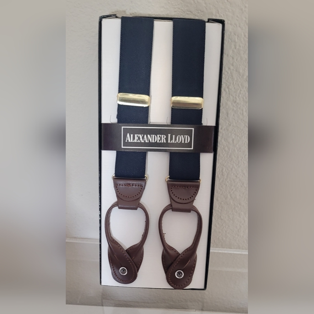 Alexander Lloyd Navy and Brown Suspenders